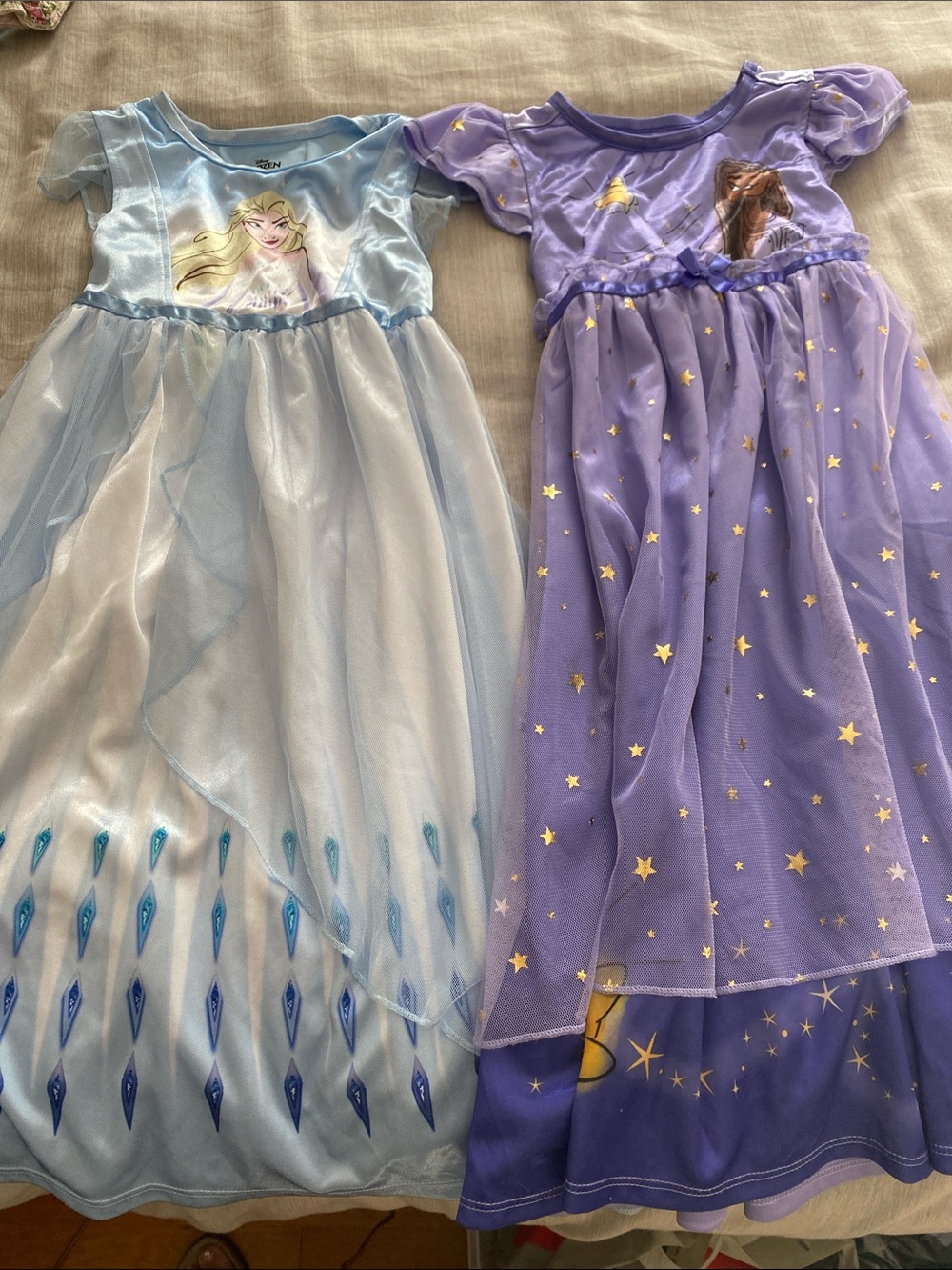 Disney Elsa and Rapunzel Girls' Blue and Purple Princess Costume Dresses